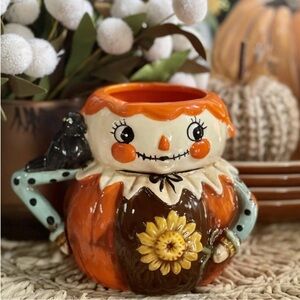 🇺🇸 {BNWT} JOHANNA PARKER Whimsical Harvest Scarecrow Girl Mug.